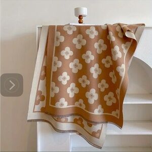 Floral Patterned Blanket in Brown and Cream LV inspired